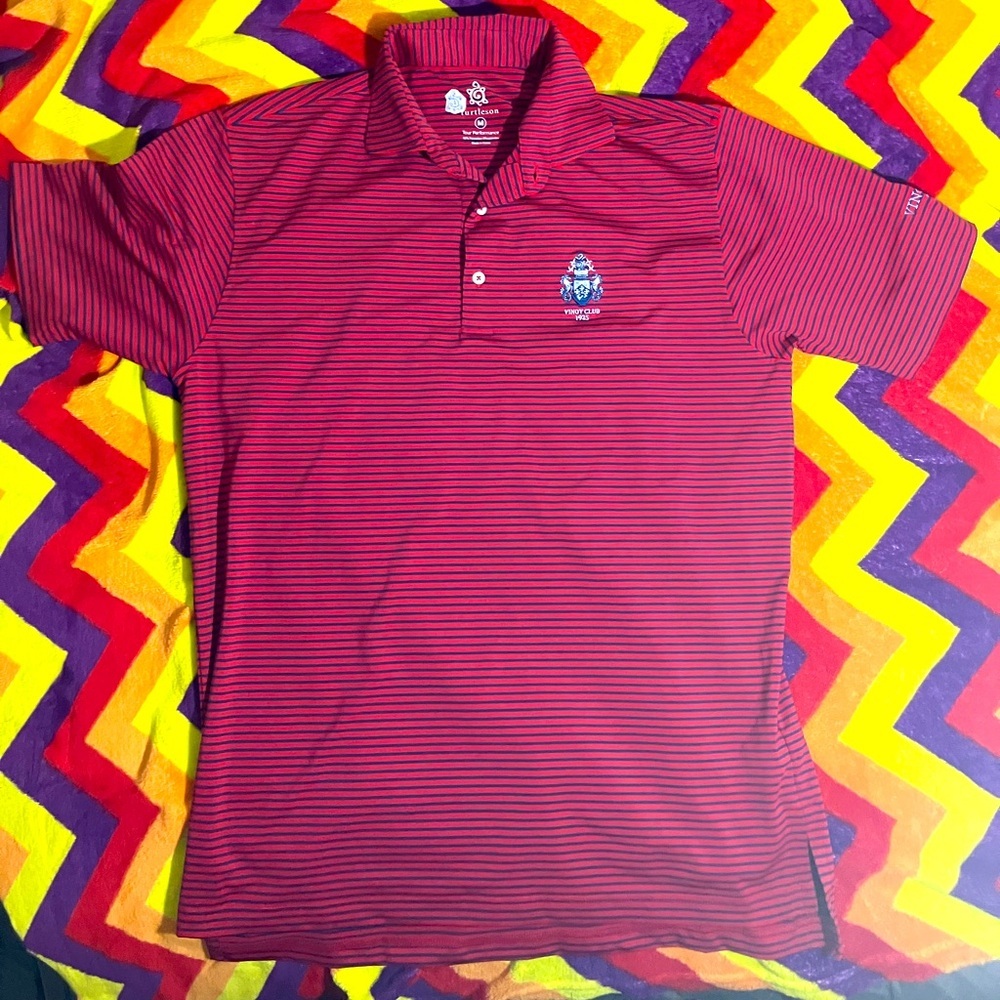 Turtleson Tour Performance red Short Sleeve Polo Golf Shirt, Size M